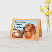 Gouden kleinzoon Birthday Golden Retriever Kaart (Gele Bloem)