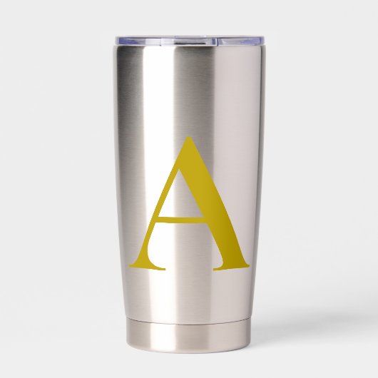 Gouden Kleur Aangepaste Monogram Eerste Letter Een Geïsoleerde Drinkbeker (Voorkant)