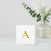 Gouden Kleur Aangepaste Monogram Eerste Letter Een Informatiekaartje (Staand voorkant)