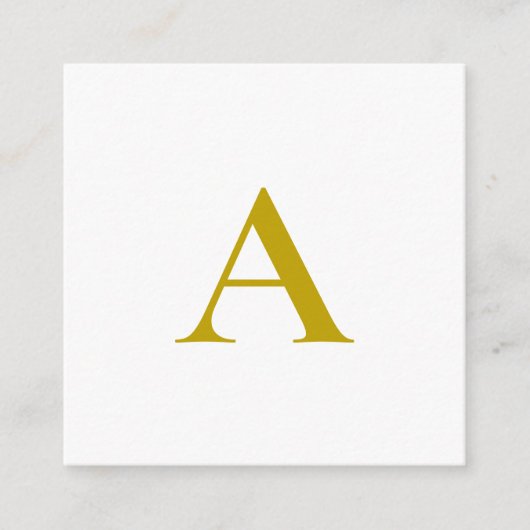 Gouden Kleur Aangepaste Monogram Eerste Letter Een Informatiekaartje (Voorkant)