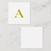 Gouden Kleur Aangepaste Monogram Eerste Letter Een Informatiekaartje (Voorkant / Achterkant)