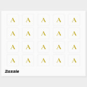 Gouden Kleur Aangepaste Monogram Eerste Letter Een Vierkante Sticker (Vel)