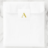 Gouden Kleur Aangepaste Monogram Eerste Letter Een Vierkante Sticker (Tas)