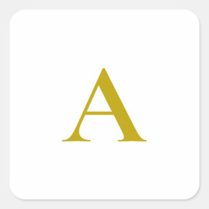 Gouden Kleur Aangepaste Monogram Eerste Letter Een Vierkante Sticker