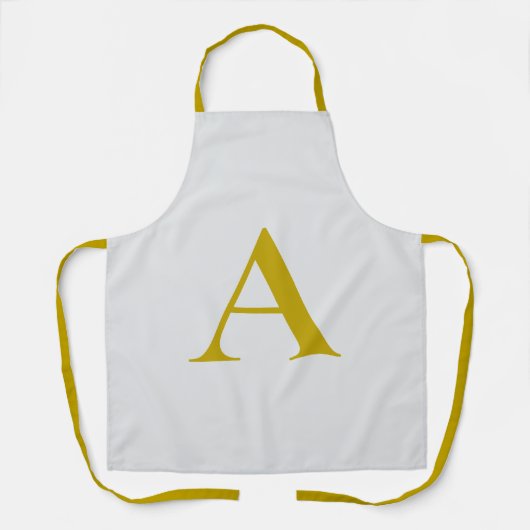Gouden Kleur Aangepaste Monogram Eerste Letter Schort (Voorkant)