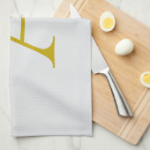 Gouden Kleur Aangepaste Monogram Eerste Letter Theedoek (Quarter Fold)