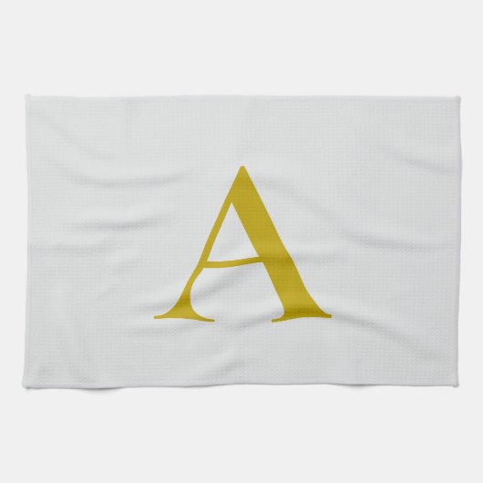 Gouden Kleur Aangepaste Monogram Eerste Letter Theedoek (Horizontaal)
