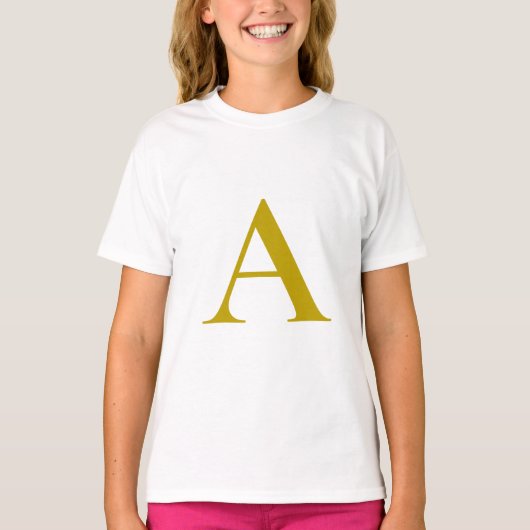 Gouden kleur aangepaste monogram initiaal letter g t-shirt (Voorkant)