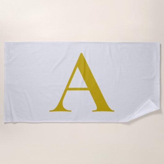Gouden kleur aangepaste monogram initiaal letter strandlaken (Voorkant)