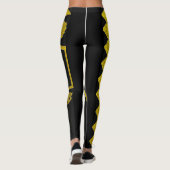Gouden kleur abstracte bloemenkunst leggings (Achterkant)
