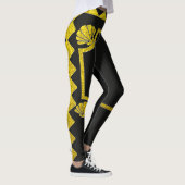 Gouden kleur abstracte bloemenkunst leggings (Rechts)