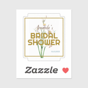 Gouden Kleur Bloem Minimalistische Bruidsdouche Sticker
