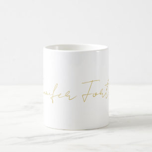 Gouden Kleur Calligrafie Elegante Eenvoudige Naam Koffiemok
