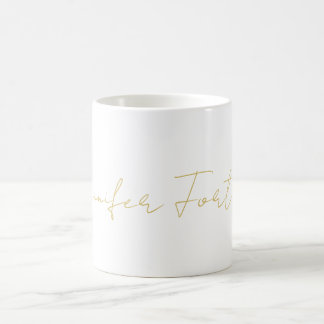 Gouden Kleur Calligrafie Elegante Eenvoudige Naam Koffiemok