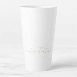 Gouden Kleur Calligrafie Elegante Eenvoudige Naam Latte Mok