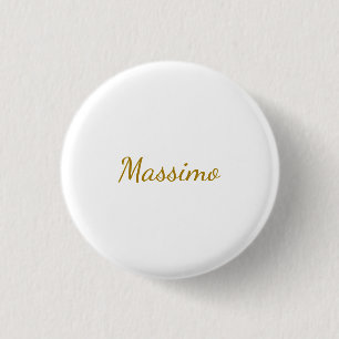 Gouden Kleur Calligrafie Elegante Eenvoudige Naam Ronde Button 3,2 Cm