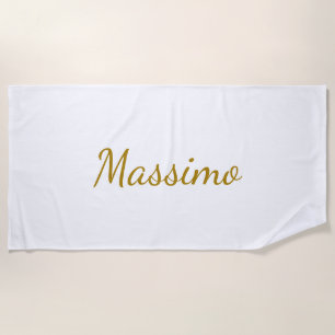 Gouden Kleur Calligrafie Elegante Eenvoudige Naam Strandlaken