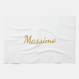 Gouden Kleur Calligrafie Elegante Eenvoudige Naam Theedoek