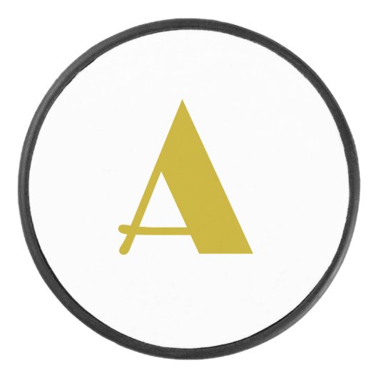 Gouden kleur Custom Monogram Initiaal Letter Plain Hockey Puck (Voorkant)