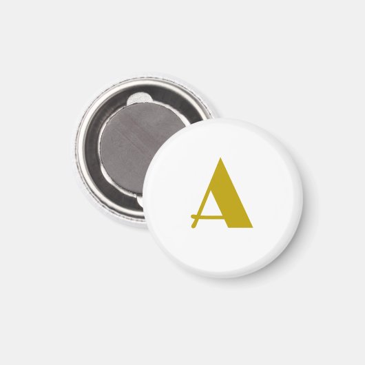 Gouden kleur Custom Monogram Initiaal Letter Plain Magneet (Voorkant / Achterkant)