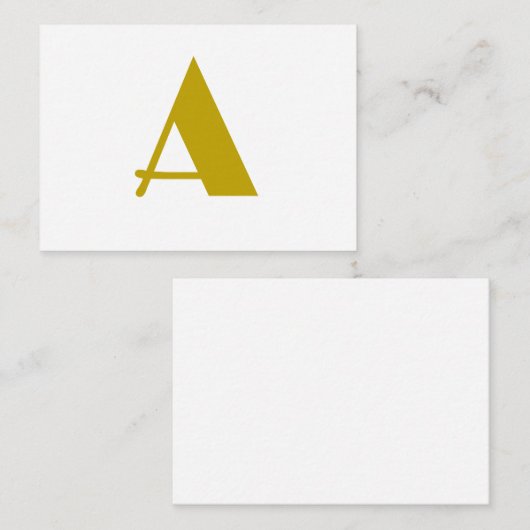 Gouden kleur Custom Monogram Initiaal Letter Plain Notitiekaartje (Voorkant / Achterkant)
