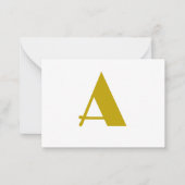 Gouden kleur Custom Monogram Initiaal Letter Plain Notitiekaartje (Voorkant)