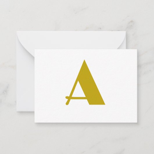 Gouden kleur Custom Monogram Initiaal Letter Plain Notitiekaartje (Voorkant)