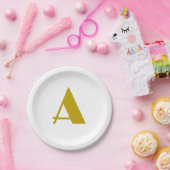 Gouden kleur Custom Monogram Initiaal Letter Plain Papieren Bordje (Feest)
