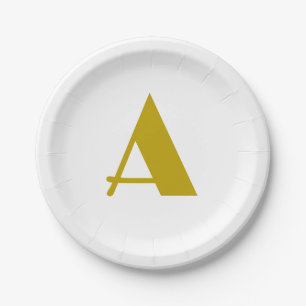 Gouden kleur Custom Monogram Initiaal Letter Plain Papieren Bordje