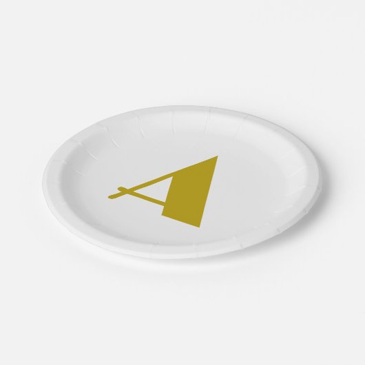 Gouden kleur Custom Monogram Initiaal Letter Plain Papieren Bordje (Gekanteld)