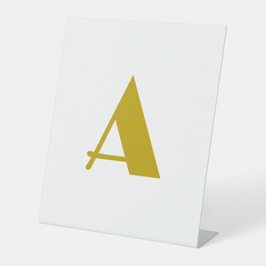 Gouden kleur Custom Monogram Initiaal Letter Plain Reclamebord Met Voetstuk (Voorkant)