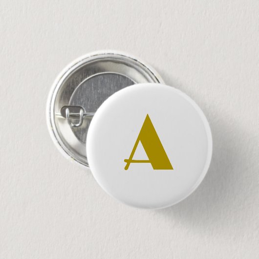 Gouden kleur Custom Monogram Initiaal Letter Plain Ronde Button 3,2 Cm (Voorkant /achterkant)