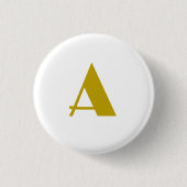 Gouden kleur Custom Monogram Initiaal Letter Plain Ronde Button 3,2 Cm (Voorkant)