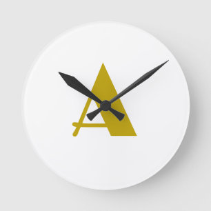 Gouden kleur Custom Monogram Initiaal Letter Plain Ronde Klok