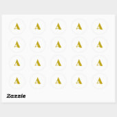 Gouden kleur Custom Monogram Initiaal Letter Plain Ronde Sticker (Vel)