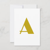 Gouden kleur Custom Monogram Initiaal Letter Plain RSVP Kaartje (Voorkant)