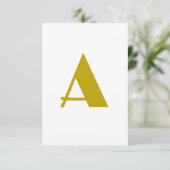 Gouden kleur Custom Monogram Initiaal Letter Plain RSVP Kaartje (Staand voorkant)