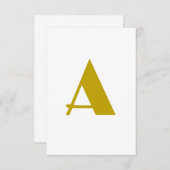 Gouden kleur Custom Monogram Initiaal Letter Plain RSVP Kaartje (Voorkant / Achterkant)