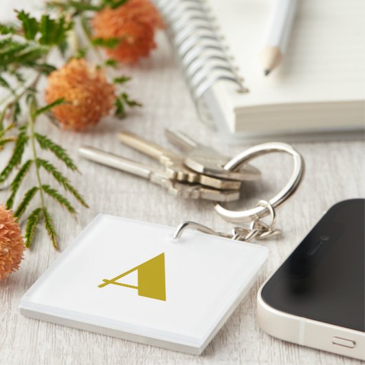 Gouden kleur Custom Monogram Initiaal Letter Plain Sleutelhanger (Voorkant Rechts)