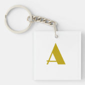 Gouden kleur Custom Monogram Initiaal Letter Plain Sleutelhanger (voorkant)