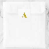 Gouden kleur Custom Monogram Initiaal Letter Plain Vierkante Sticker (Tas)