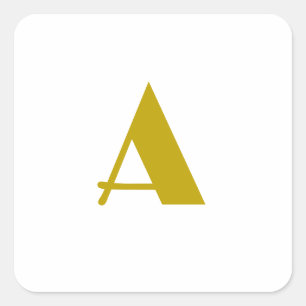 Gouden kleur Custom Monogram Initiaal Letter Plain Vierkante Sticker