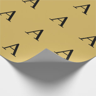 Gouden Kleur Eenvoudig Monogram Voeg Naam Initiaal Cadeaupapier
