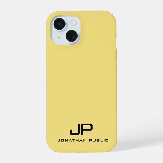 Gouden Kleur Elegant Monogram Aangepaste Sjabloon iPhone 15 Case (Achterkant)