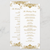 Gouden Kleur Elegante Ironworks Bruiloft Rackcard Programmakaart (Voorkant / Achterkant)