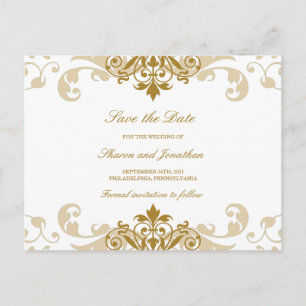 Gouden Kleur Elegante Ironworks Bruiloft Save the  Aankondigingskaart