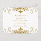 Gouden Kleur Elegante Ironworks Bruiloft Save the Aankondigingskaart (Voorkant)