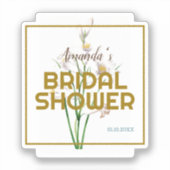 Gouden Kleur Floral Minimalistisch Vrijgezellenfee Sticker (Voorkant)