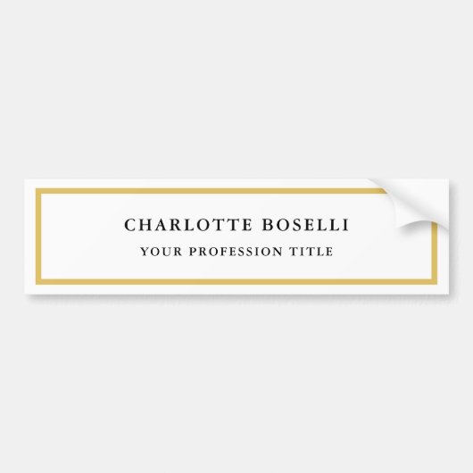 Gouden Kleur Grenzen Wit Minimalistische Professio Bumpersticker (Voorkant)