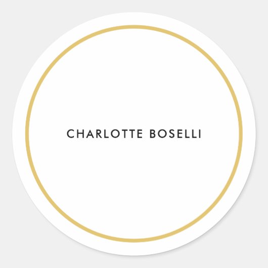 Gouden Kleur Grenzen Wit Minimalistische Professio Ronde Sticker (Voorkant)